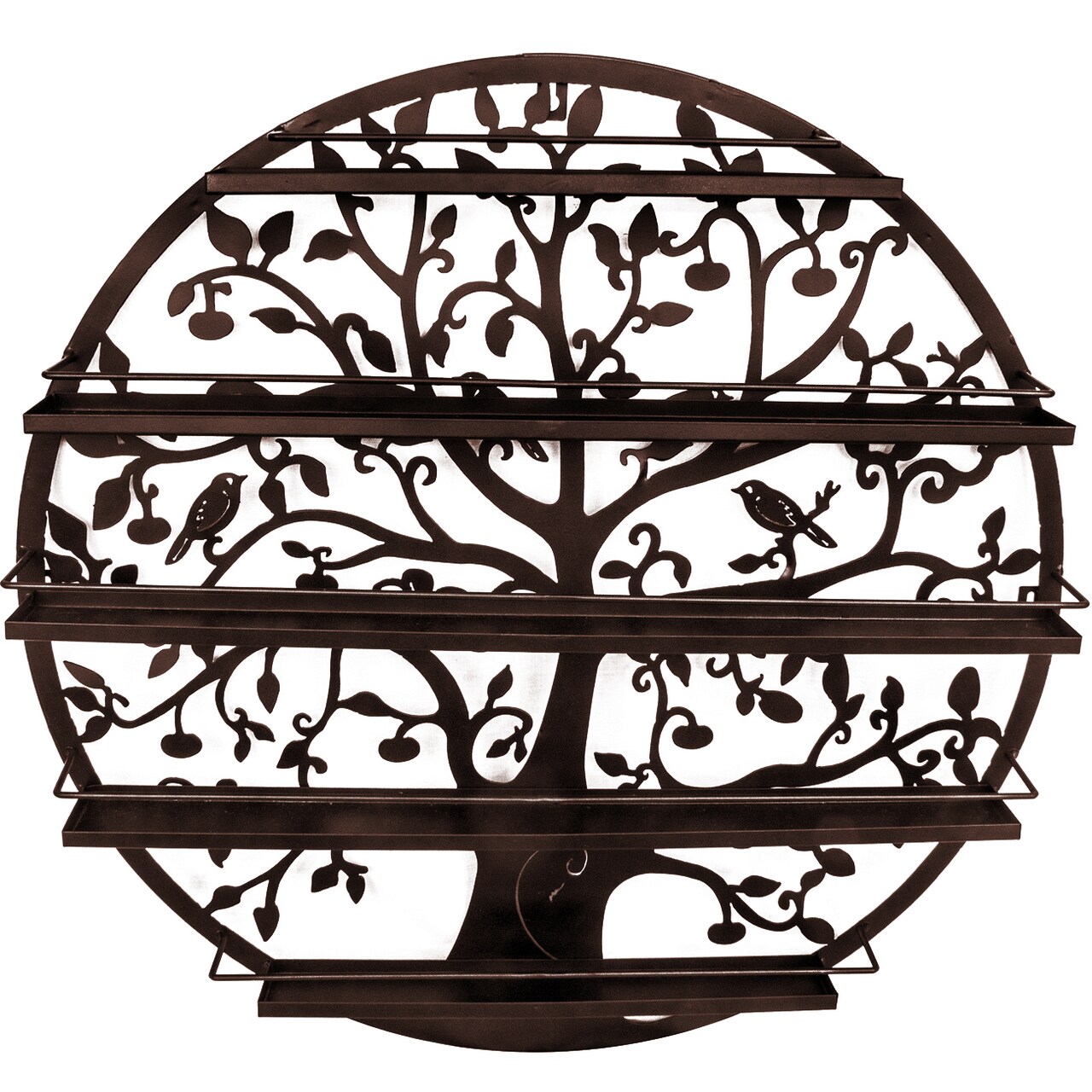 Sorbus Wall Mounted 5-Tier Nail Polish Rack Holder - Tree Silhouette Round Metal Salon Wall Art Display